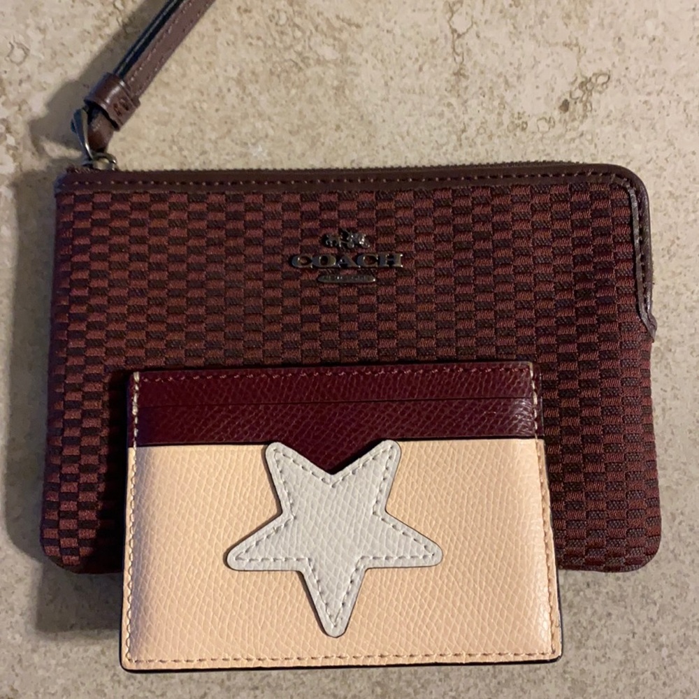 Maroon Coach clutch with is holder
